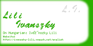 lili ivanszky business card